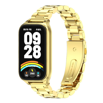 For Xiaomi Smart Band 9 Active / Redmi Band 3 Mijobs Metal Shell Three-Bead Stainless Steel Watch Band(Gold) by MIJOBS