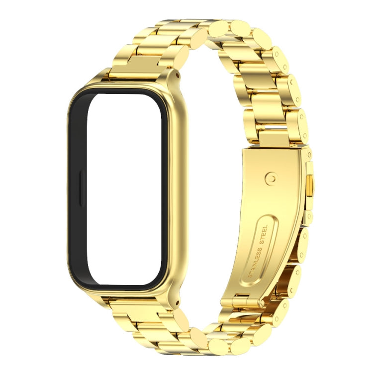 For Xiaomi Smart Band 9 Active / Redmi Band 3 Mijobs Metal Shell Three-Bead Stainless Steel Watch Band(Gold) by MIJOBS