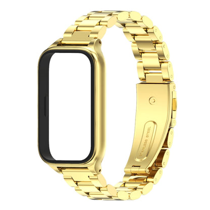 For Xiaomi Smart Band 9 Active / Redmi Band 3 Mijobs Metal Shell Three-Bead Stainless Steel Watch Band(Gold) by MIJOBS