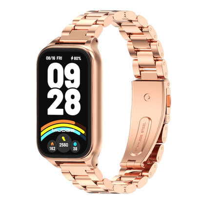 For Xiaomi Smart Band 9 Active / Redmi Band 3 Mijobs Metal Shell Three-Bead Stainless Steel Watch Band(Rose Gold) by MIJOBS