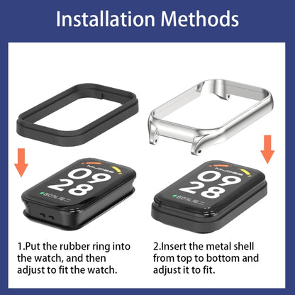 For Xiaomi Smart Band 9 Active / Redmi Band 3 Mijobs Metal Shell Three-Bead Stainless Steel Watch Band(Rose Gold) by MIJOBS