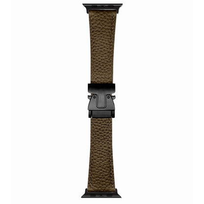 For Apple Watch 46mm / 49mm / 45mm / 44mm Magnetic Parachute Buckle Litchi Genuine Leather Watch Band(Coffee) by bashfashion