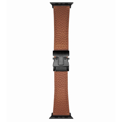 For Apple Watch 46mm / 49mm / 45mm / 44mm Magnetic Parachute Buckle Litchi Genuine Leather Watch Band(Brown) by bashfashion