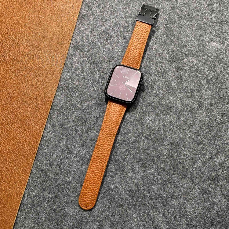 For Apple Watch 46mm / 49mm / 45mm / 44mm Magnetic Parachute Buckle Litchi Genuine Leather Watch Band(Brown) by bashfashion