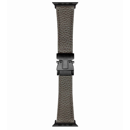 For Apple Watch 42mm / 41mm / 40mm / 38mm Magnetic Parachute Buckle Litchi Genuine Leather Watch Band(Grey) by bashfashion