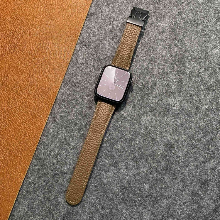 For Apple Watch 42mm / 41mm / 40mm / 38mm Magnetic Parachute Buckle Litchi Genuine Leather Watch Band(Dark Brown) by bashfashion