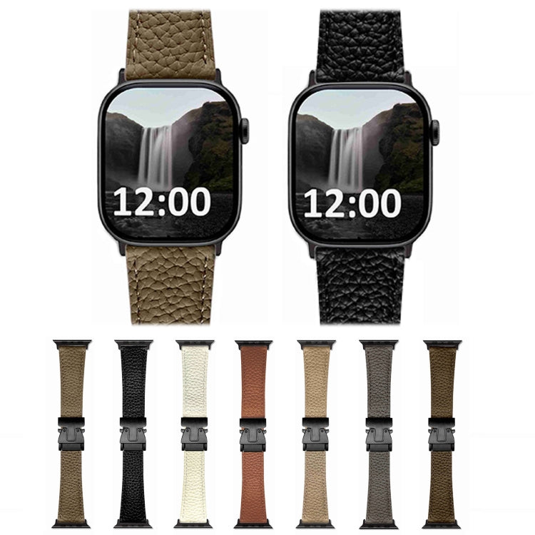 For Apple Watch 46mm / 49mm / 45mm / 44mm Magnetic Parachute Buckle Litchi Genuine Leather Watch Band(Brown) by bashfashion