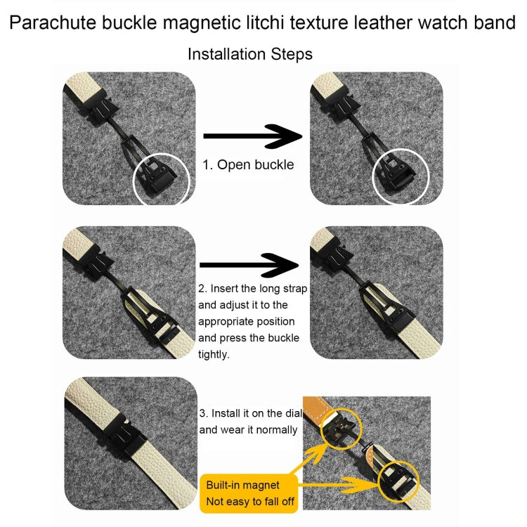 For Apple Watch 46mm / 49mm / 45mm / 44mm Magnetic Parachute Buckle Litchi Genuine Leather Watch Band(Brown) by bashfashion