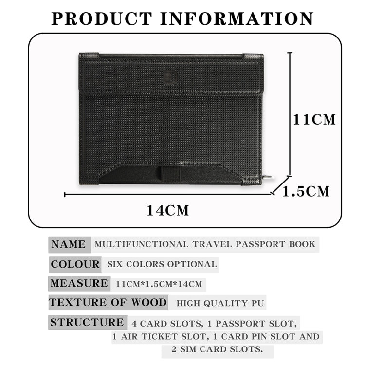 Multifunctional Travel Document Bag RFID Anti-Theft Passport Book(Black) by bashfashion