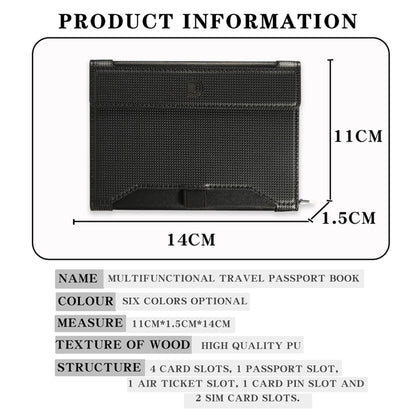Multifunctional Travel Document Bag RFID Anti-Theft Passport Book(Black) by bashfashion