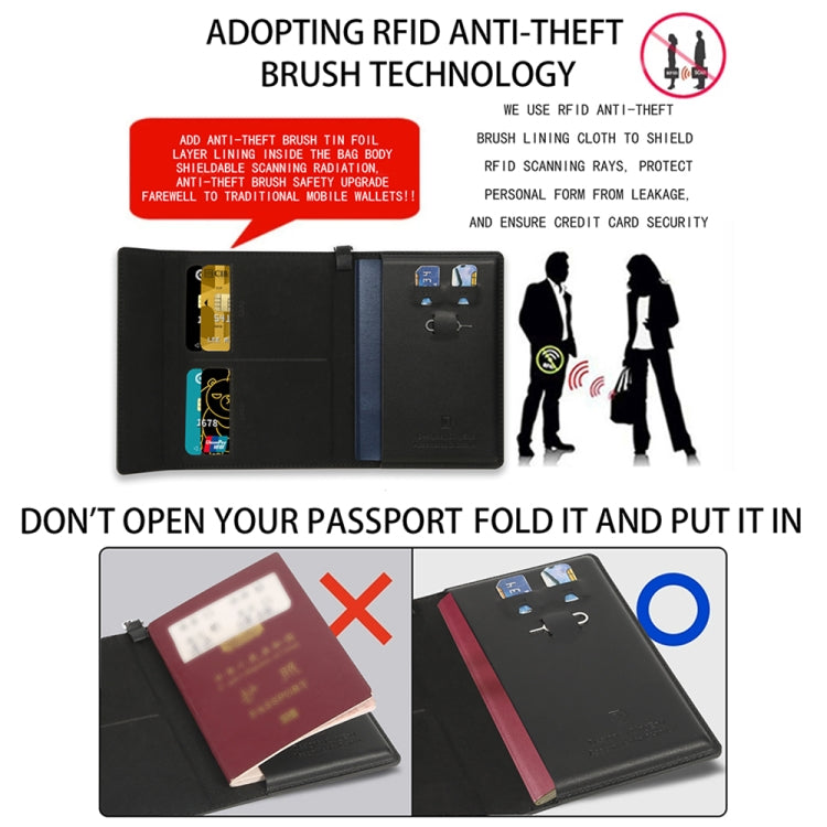 Multifunctional Travel Document Bag RFID Anti-Theft Passport Book(Royal Blue) by bashfashion