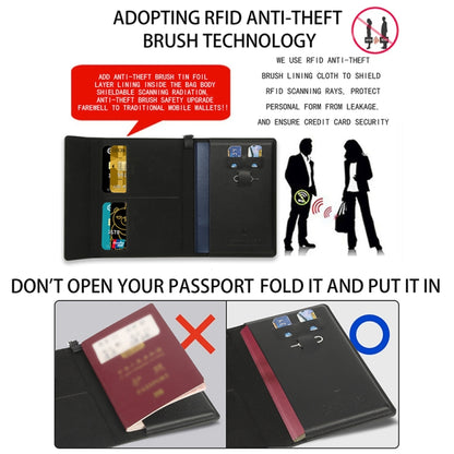 Multifunctional Travel Document Bag RFID Anti-Theft Passport Book(Royal Blue) by bashfashion