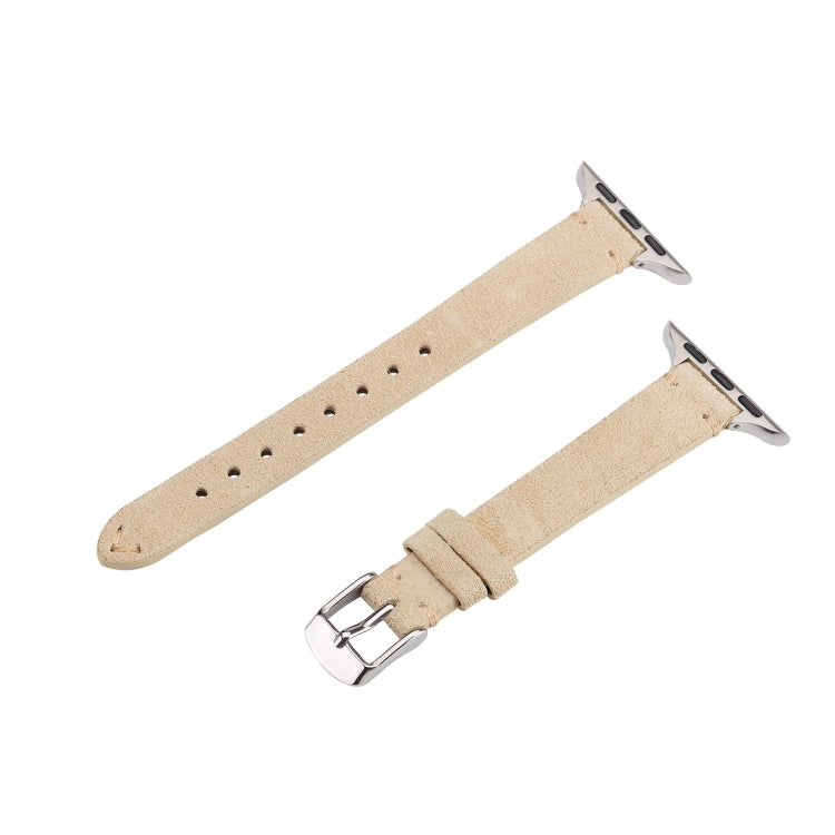 For Apple Watch 46mm / 49mm / 45mm / 44mm Matte Genuine Leather Watch Band(Khaki) by bashfashion