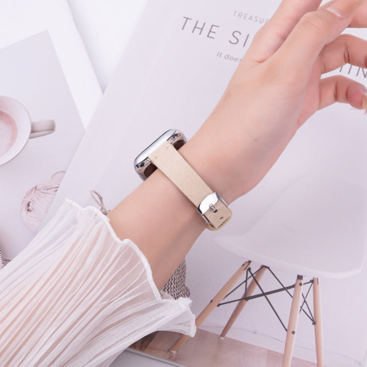 For Apple Watch 46mm / 49mm / 45mm / 44mm Matte Genuine Leather Watch Band(Khaki) by bashfashion