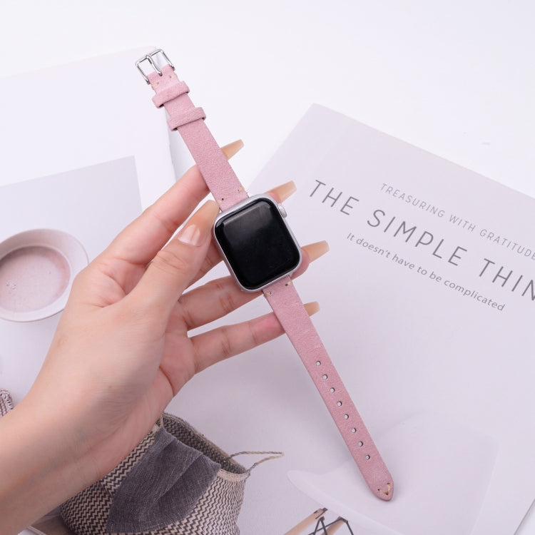 For Apple Watch 46mm / 49mm / 45mm / 44mm Matte Genuine Leather Watch Band(Pink) by bashfashion