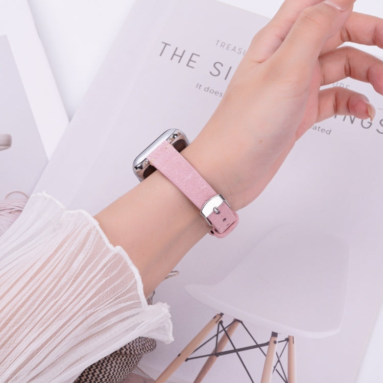 For Apple Watch 46mm / 49mm / 45mm / 44mm Matte Genuine Leather Watch Band(Pink) by bashfashion