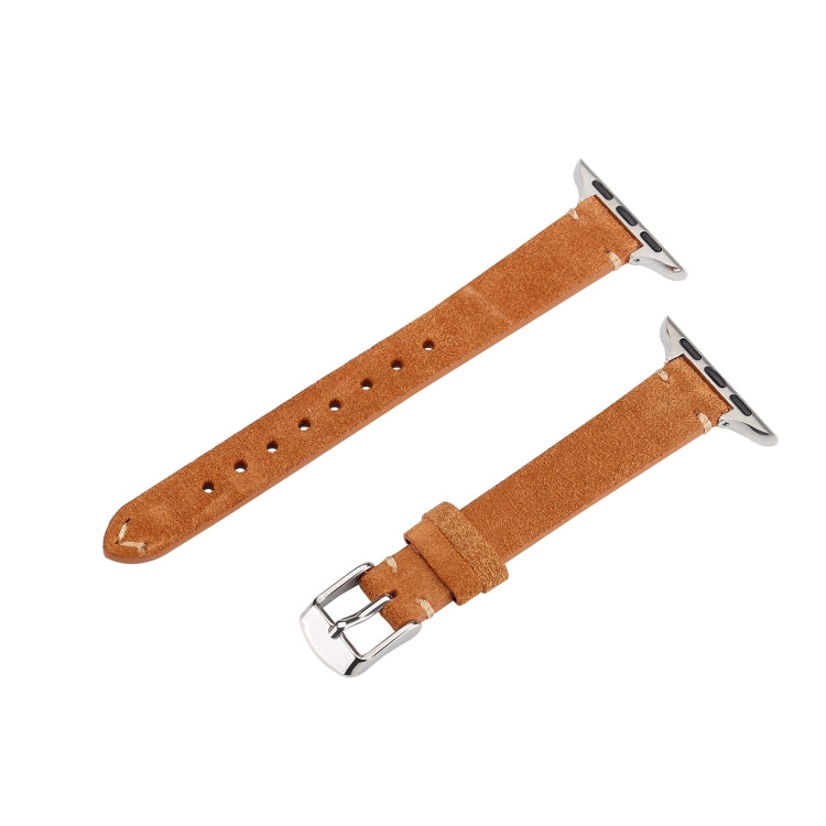 For Apple Watch 46mm / 49mm / 45mm / 44mm Matte Genuine Leather Watch Band(Brown) by bashfashion