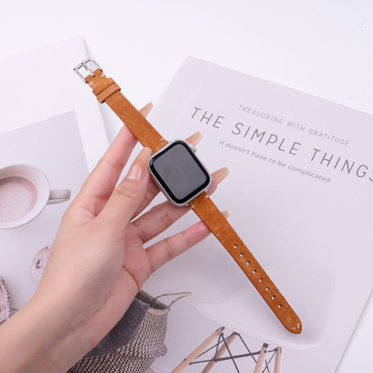 For Apple Watch 46mm / 49mm / 45mm / 44mm Matte Genuine Leather Watch Band(Brown) by bashfashion