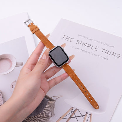 For Apple Watch 46mm / 49mm / 45mm / 44mm Matte Genuine Leather Watch Band(Brown) by bashfashion