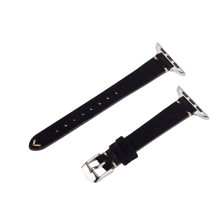 For Apple Watch 46mm / 49mm / 45mm / 44mm Matte Genuine Leather Watch Band(Black) by bashfashion