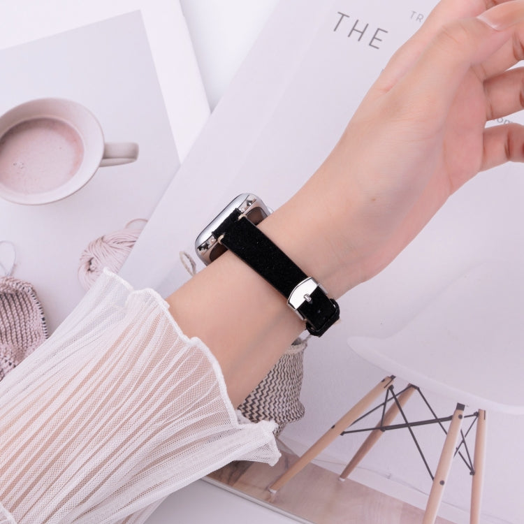For Apple Watch 46mm / 49mm / 45mm / 44mm Matte Genuine Leather Watch Band(Black) by bashfashion