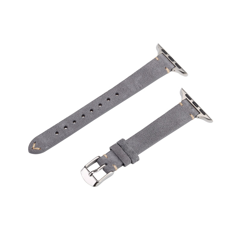 For Apple Watch 42mm / 41mm / 40mm / 38mm Matte Genuine Leather Watch Band(Grey) by bashfashion