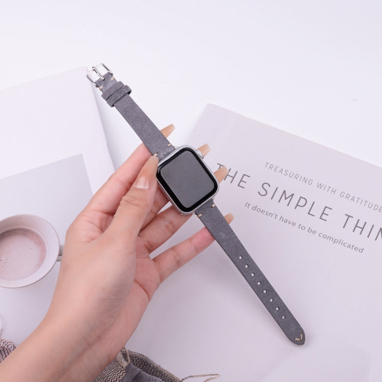 For Apple Watch 42mm / 41mm / 40mm / 38mm Matte Genuine Leather Watch Band(Grey) by bashfashion