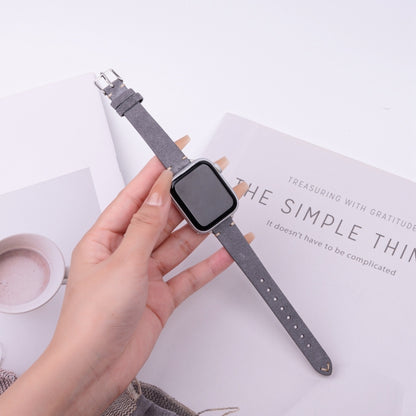 For Apple Watch 42mm / 41mm / 40mm / 38mm Matte Genuine Leather Watch Band(Grey) by bashfashion