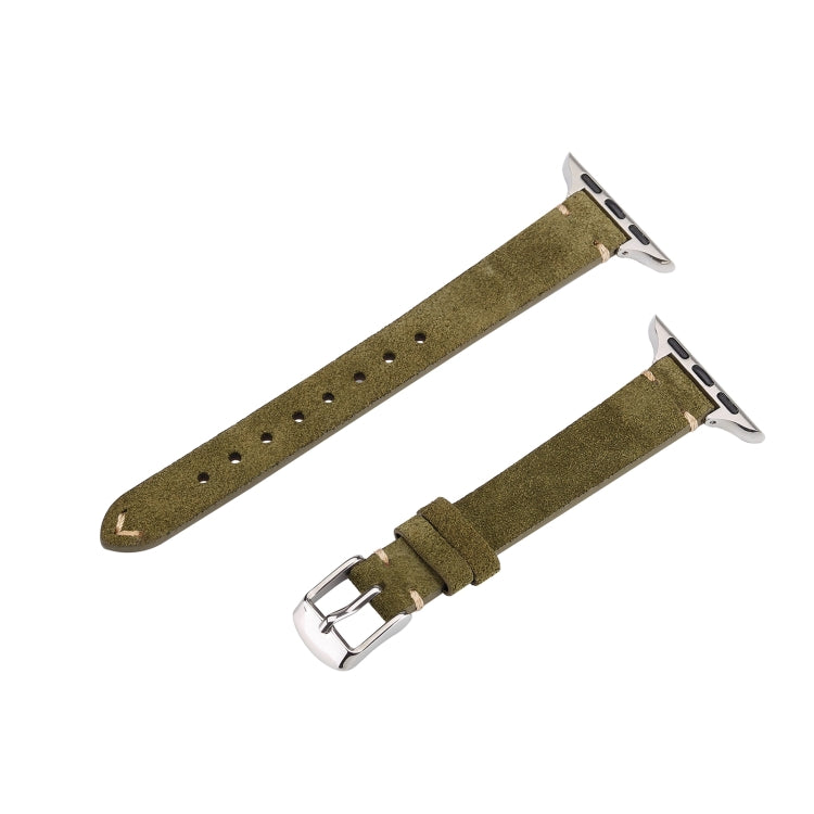 For Apple Watch 42mm / 41mm / 40mm / 38mm Matte Genuine Leather Watch Band(Olive Green) by bashfashion