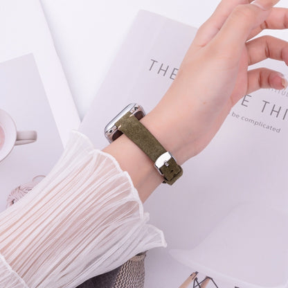 For Apple Watch 42mm / 41mm / 40mm / 38mm Matte Genuine Leather Watch Band(Olive Green) by bashfashion