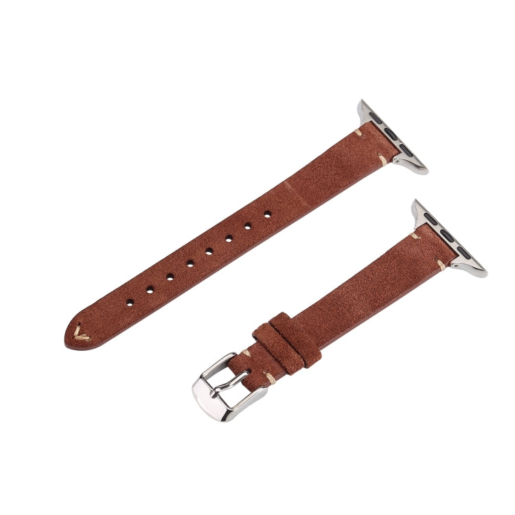For Apple Watch 42mm / 41mm / 40mm / 38mm Matte Genuine Leather Watch Band(Coffee) by bashfashion