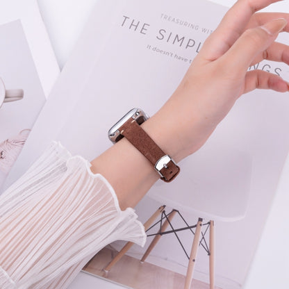 For Apple Watch 42mm / 41mm / 40mm / 38mm Matte Genuine Leather Watch Band(Coffee) by bashfashion