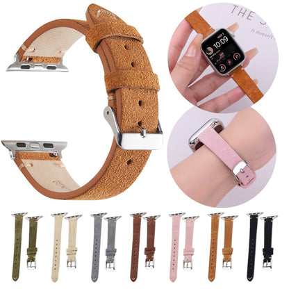 For Apple Watch 46mm / 49mm / 45mm / 44mm Matte Genuine Leather Watch Band(Brown) by bashfashion