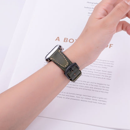 For Apple Watch 46mm / 49mm / 45mm / 44mm U-shape Genuine Leather Watch Band(Green) by bashfashion