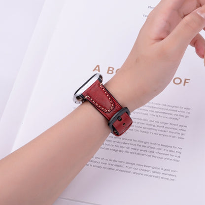For Apple Watch 46mm / 49mm / 45mm / 44mm U-shape Genuine Leather Watch Band(Red) by bashfashion