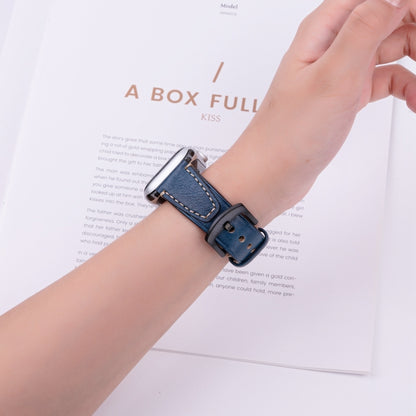 For Apple Watch 42mm / 41mm / 40mm / 38mm U-shape Genuine Leather Watch Band(Blue) by bashfashion