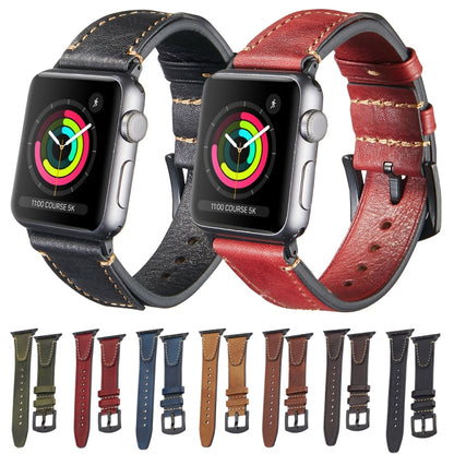 For Apple Watch 42mm / 41mm / 40mm / 38mm U-shape Genuine Leather Watch Band(Coffee) by bashfashion