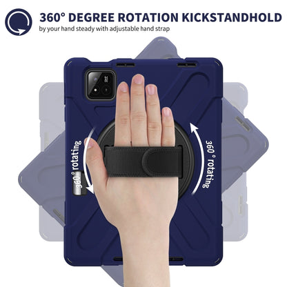 For Xiaomi Pad 7 / 7 Pro Rotatable Holder Silicone Hybrid PC Tablet Case with Shoulder Strap(Navy Blue) by bashfashion