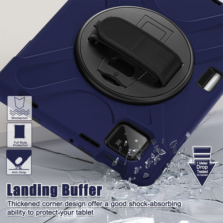 For Xiaomi Pad 7 / 7 Pro Rotatable Holder Silicone Hybrid PC Tablet Case with Shoulder Strap(Navy Blue) by bashfashion