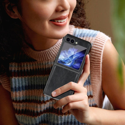 For Samsung Galaxy Z Flip5 VIETAO Crazy Horse Texture PU Phone Case(Brown) by VIETAO