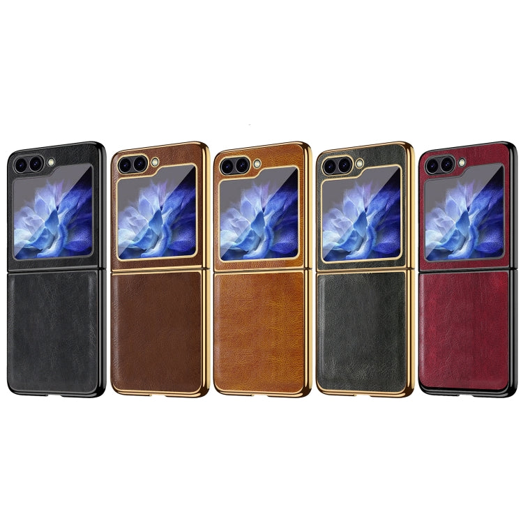 For Samsung Galaxy Z Flip6 / Flip7 FE VIETAO Crazy Horse Texture PU Phone Case(Black) by VIETAO