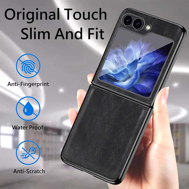 For Samsung Galaxy Z Flip6 / Flip7 FE VIETAO Crazy Horse Texture PU Phone Case(Black) by VIETAO