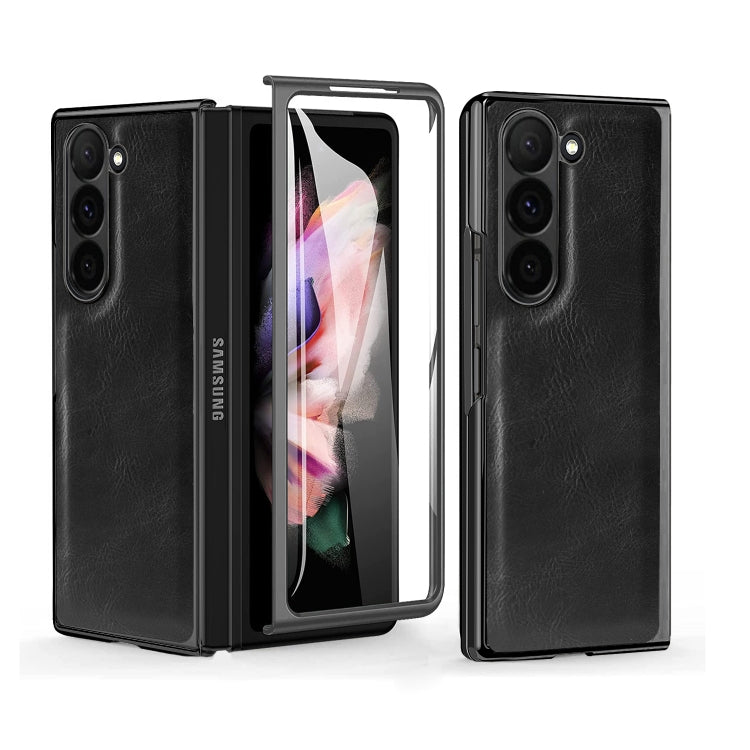 For Samsung Galaxy Z Fold5 VIETAO Crazy Horse Texture PU Phone Case(Black) by VIETAO