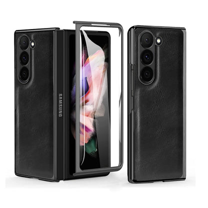 For Samsung Galaxy Z Fold5 VIETAO Crazy Horse Texture PU Phone Case(Black) by VIETAO