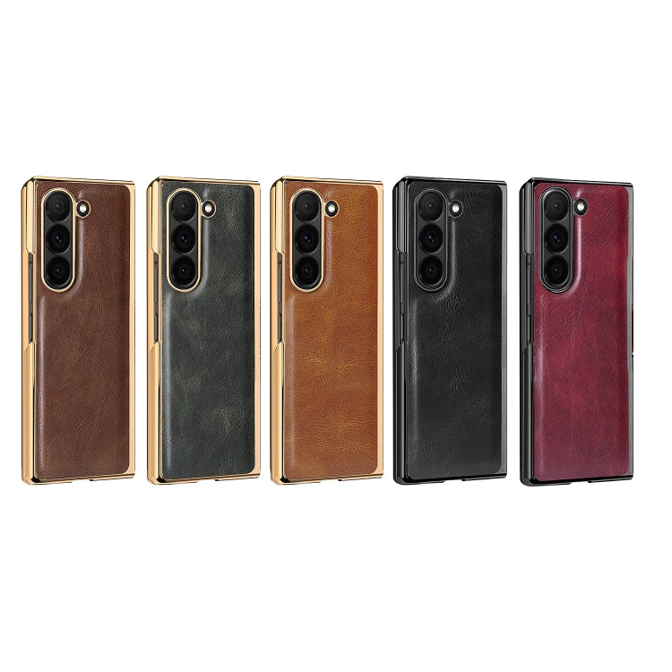 For Samsung Galaxy Z Fold5 VIETAO Crazy Horse Texture PU Phone Case(Black) by VIETAO