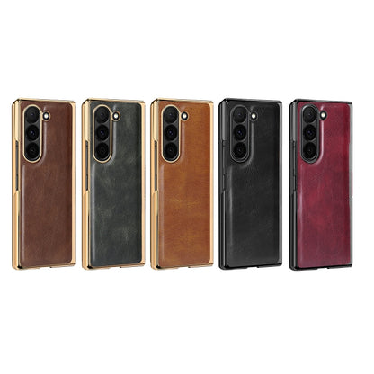 For Samsung Galaxy Z Fold5 VIETAO Crazy Horse Texture PU Phone Case(Black) by VIETAO