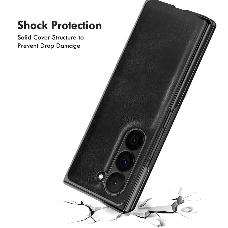For Samsung Galaxy Z Fold5 VIETAO Crazy Horse Texture PU Phone Case(Black) by VIETAO