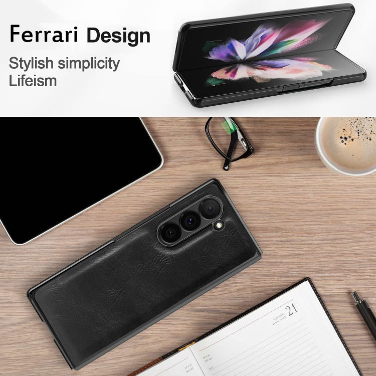 For Samsung Galaxy Z Fold5 VIETAO Crazy Horse Texture PU Phone Case(Black) by VIETAO