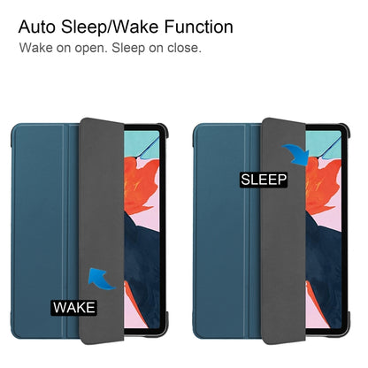 For iPad Air 11 2024 / 2022 / 2020 10.9 Custer Texture Horizontal Flip Leather Case with Three-folding Holder & Sleep / Wake-up Function(Dark Green) by bashfashion