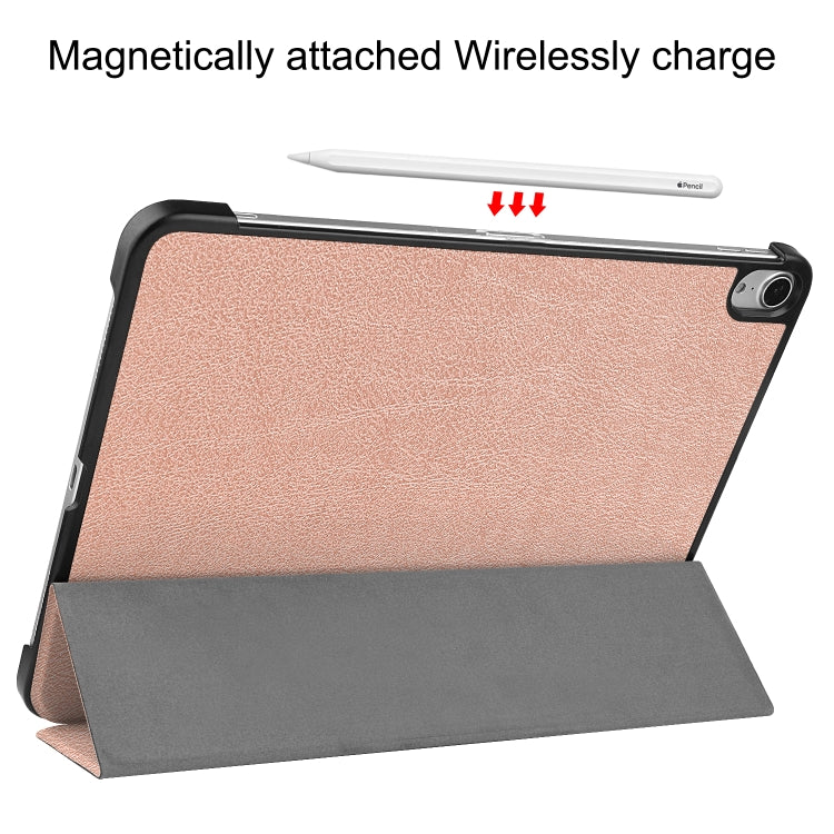 For iPad Air 11 2024 / 2022 / 2020 10.9 Custer Texture Horizontal Flip Leather Case with Three-folding Holder & Sleep / Wake-up Function(Rose Gold) by bashfashion